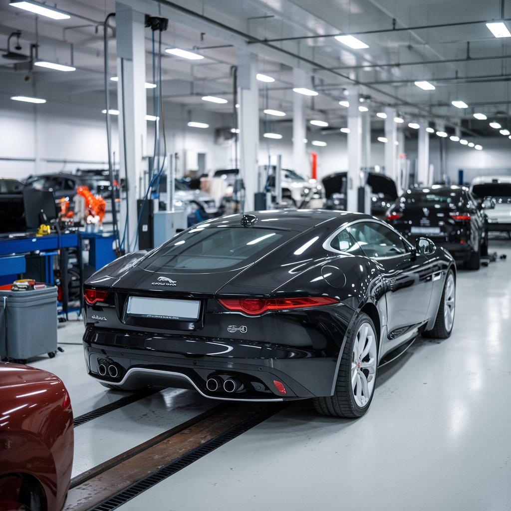 Jaguar in a service center.