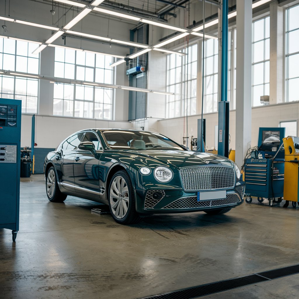 Classic Bentley Parked in a workshop.