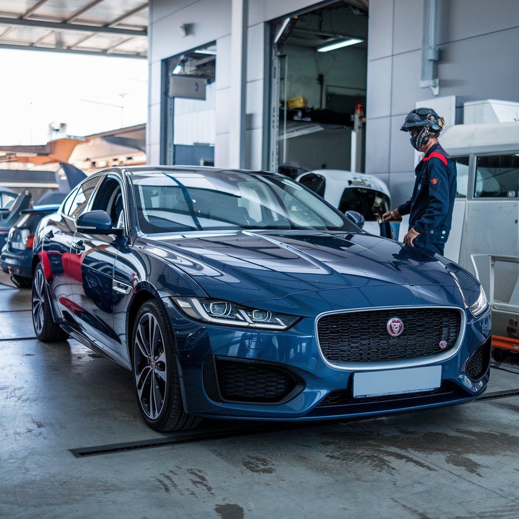 Jaguar being inspected.