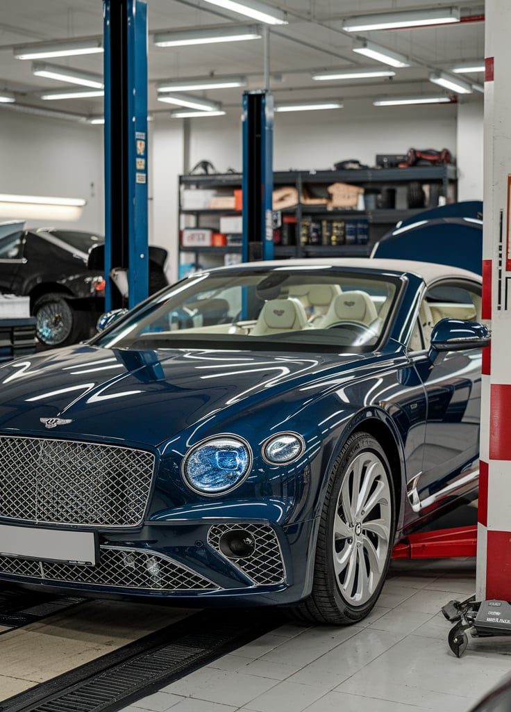 Bentley being serviced.